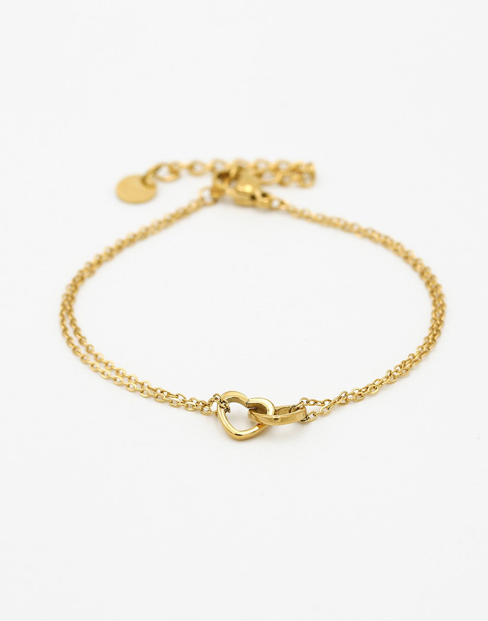 minimalist bracelet with gold-colored hearts
