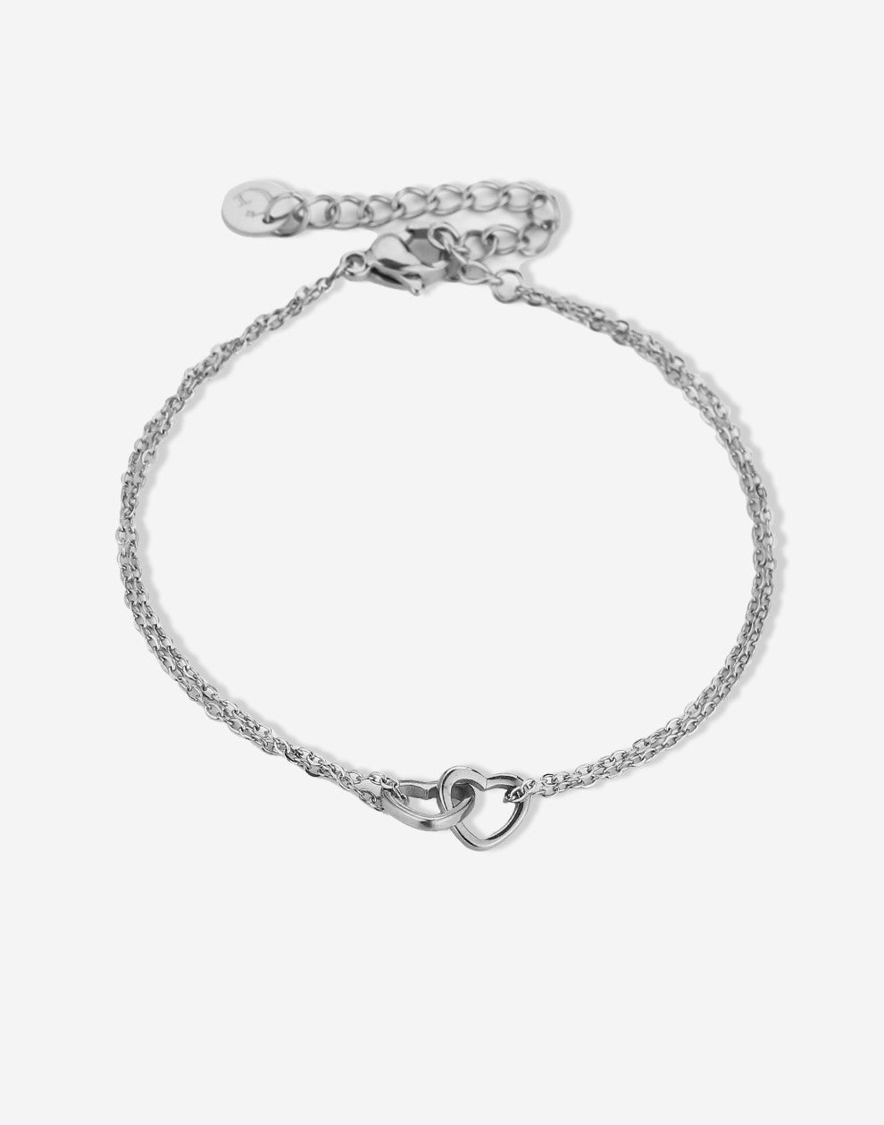 minimalist bracelet with silver-colored hearts