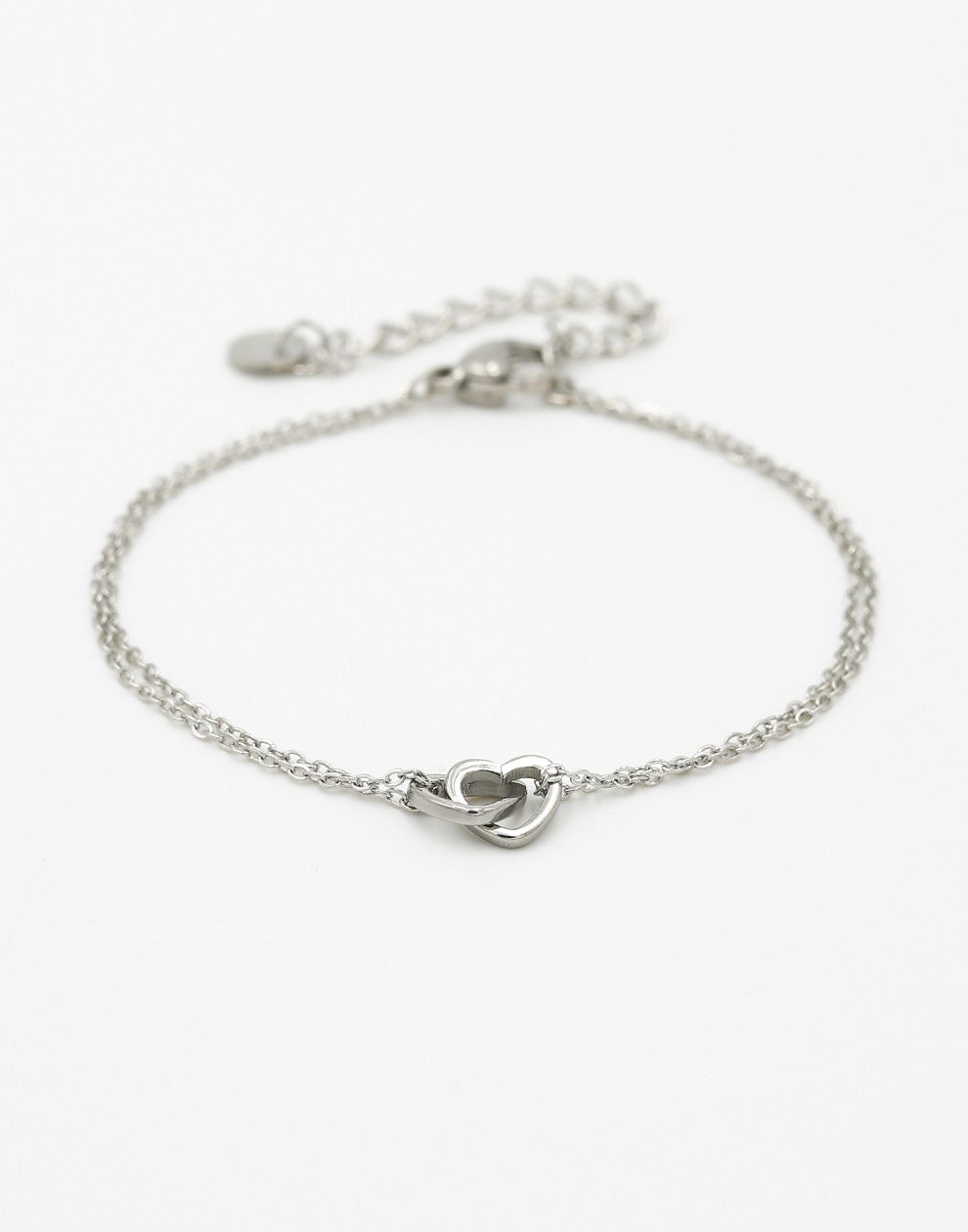 minimalist bracelet with silver-colored hearts