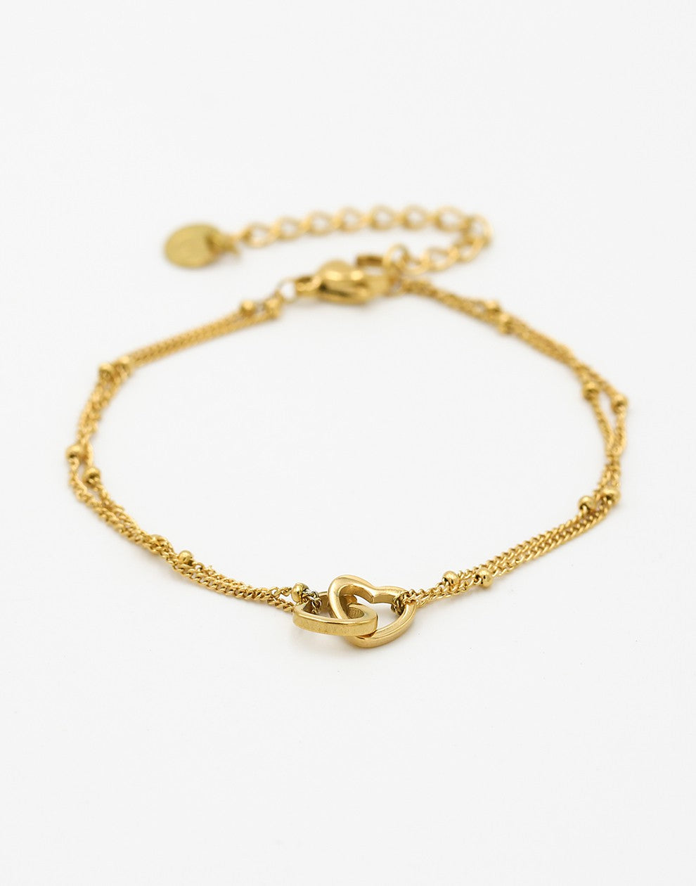 armband verbonden hartjes goudkleurig