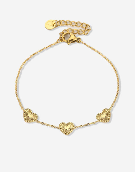 armband vintage hartjes goudkleurig