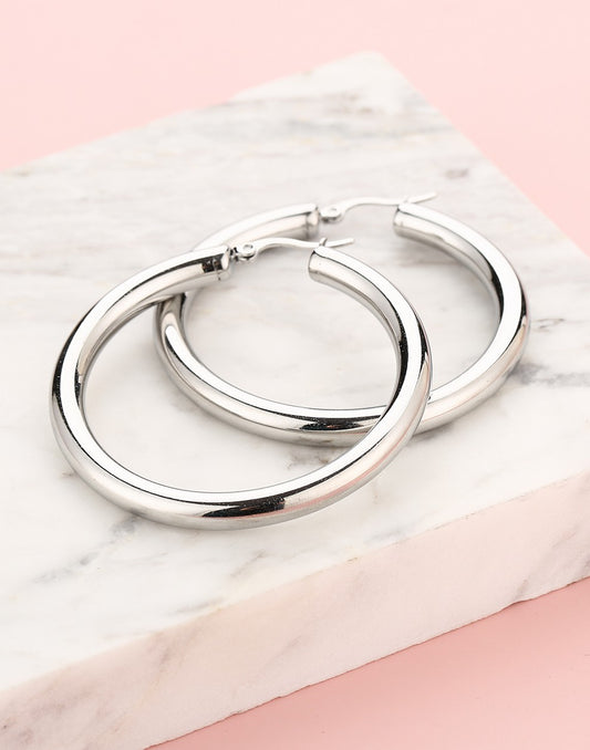 Chunky hoops 40mm zilverkleurig