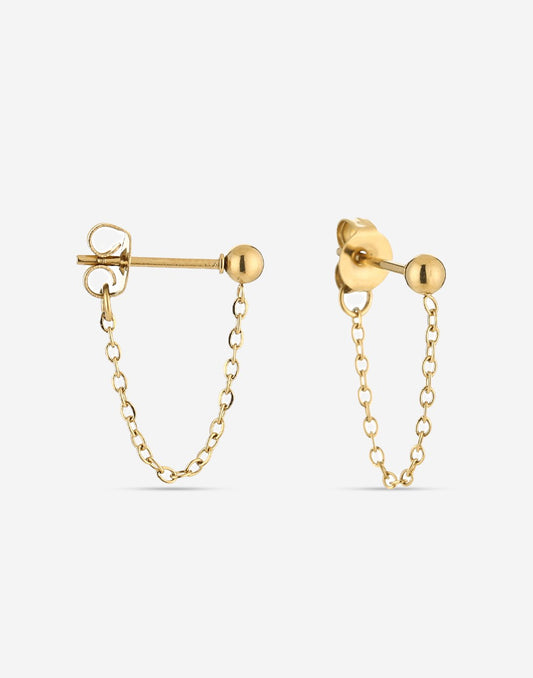 goudkleurigen oorknopjes met chain