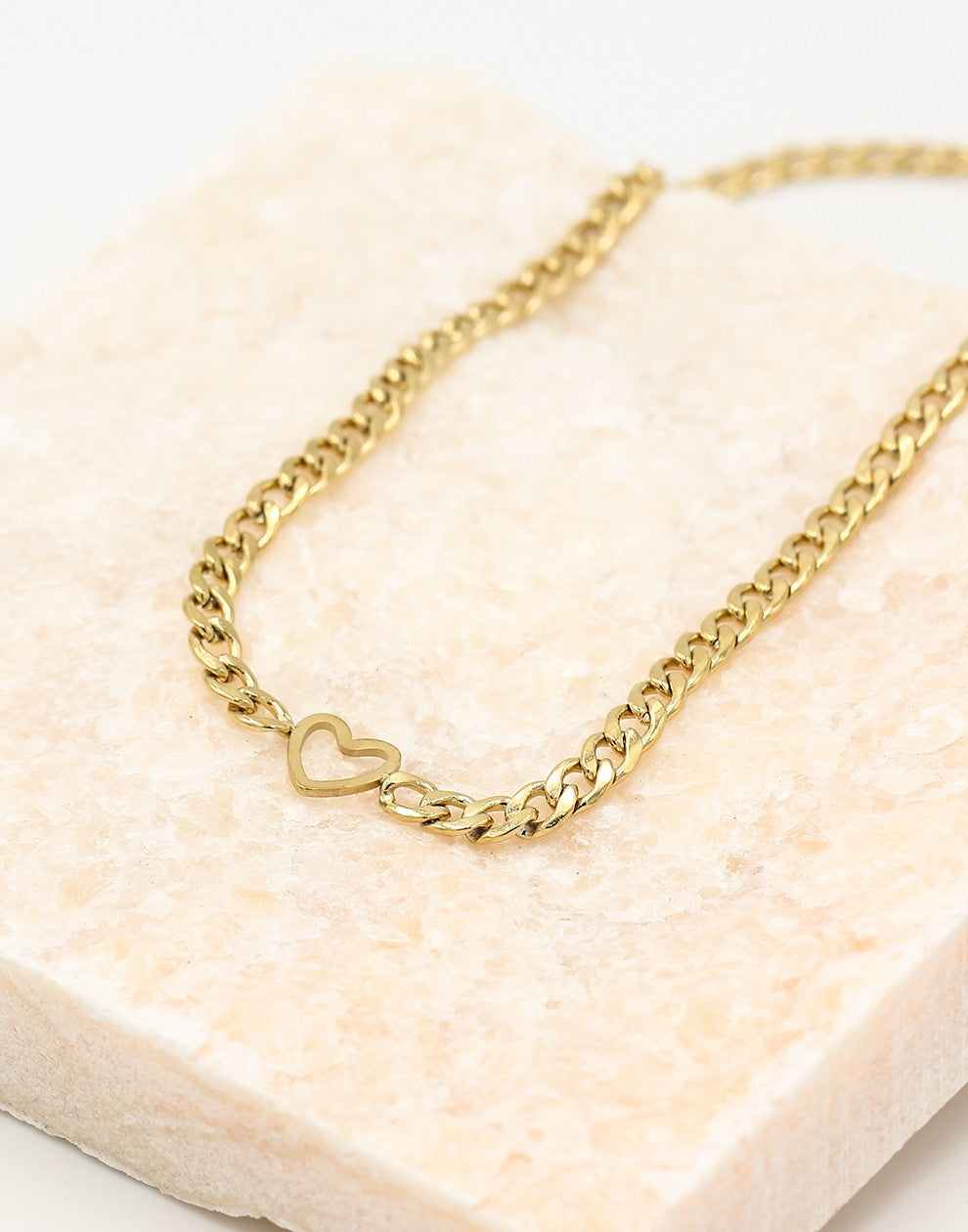 Schakelketting met open hartje goudkleurig