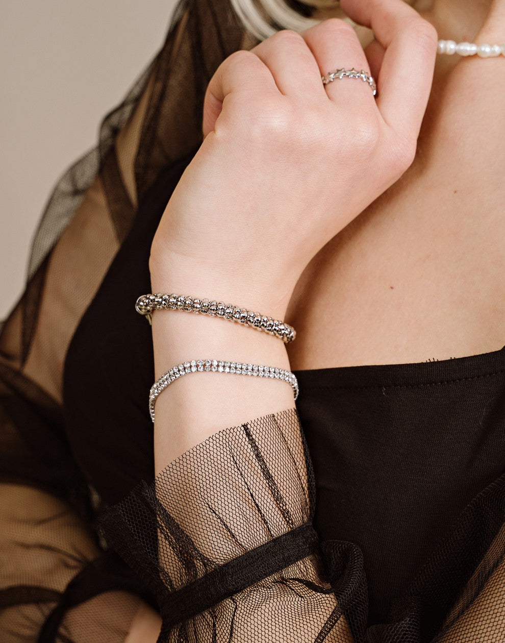 Bracelet cobra link silver-colored