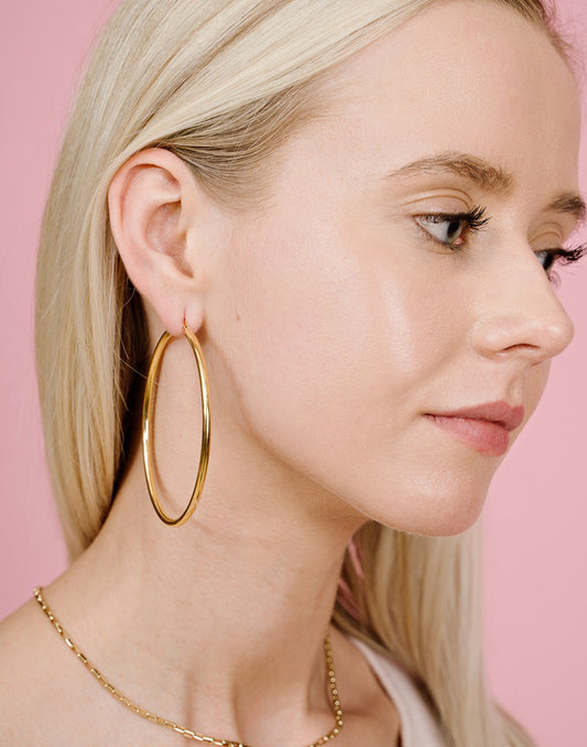 Oorringen hoops goudkleurig 65mm