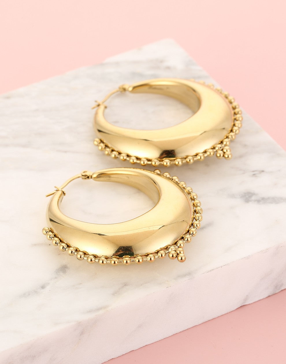 Bali hoops bolletjes XL goudkleurig