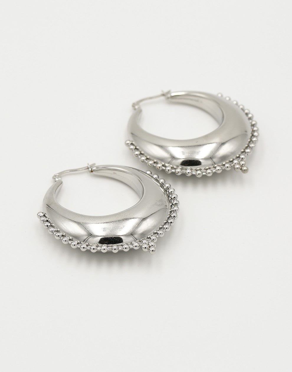 Bali hoops bolletjes XL zilverkleurig