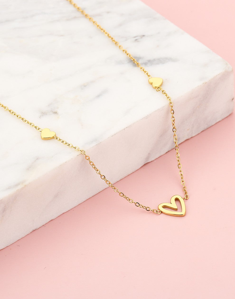 ketting speels hartje goudkleurig