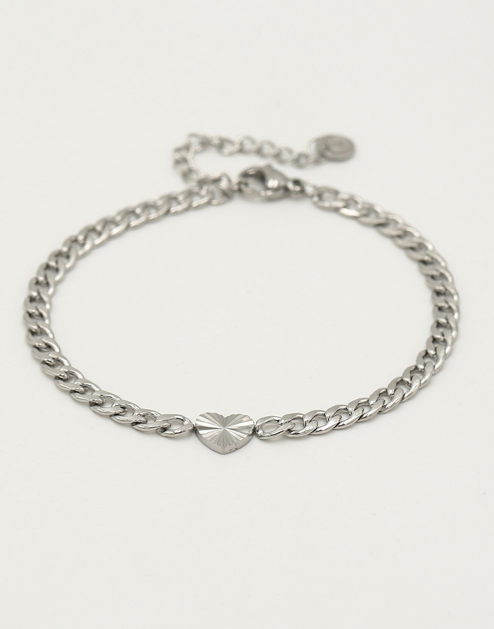 Schakelarmband hartje met motief in zilverkleurig