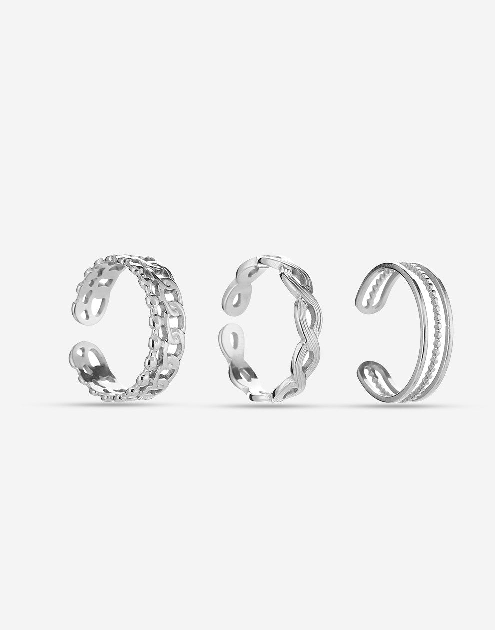 Silver-colored ring set