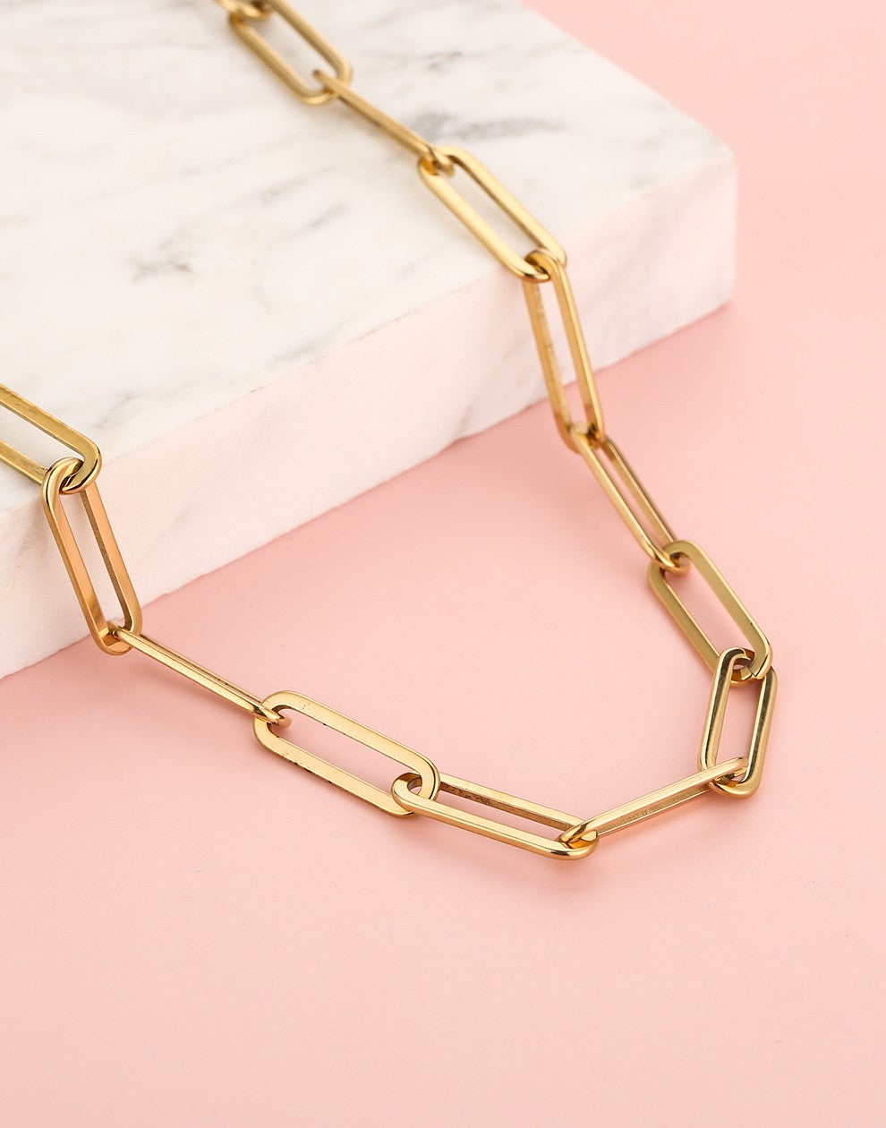 Schakelketting paperclip chunky goudkleurig