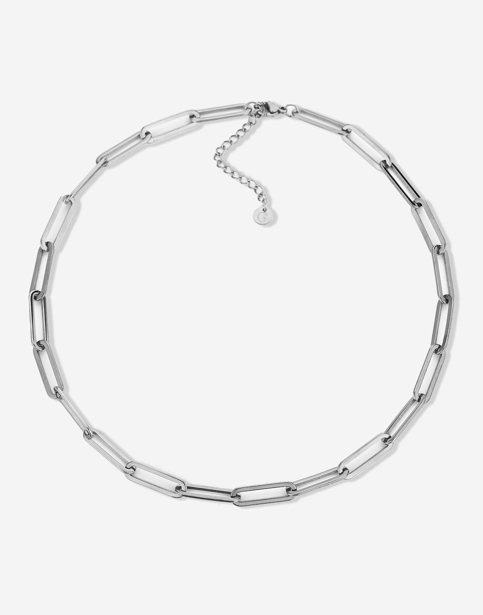 Paperclip chain chunky silver-colored