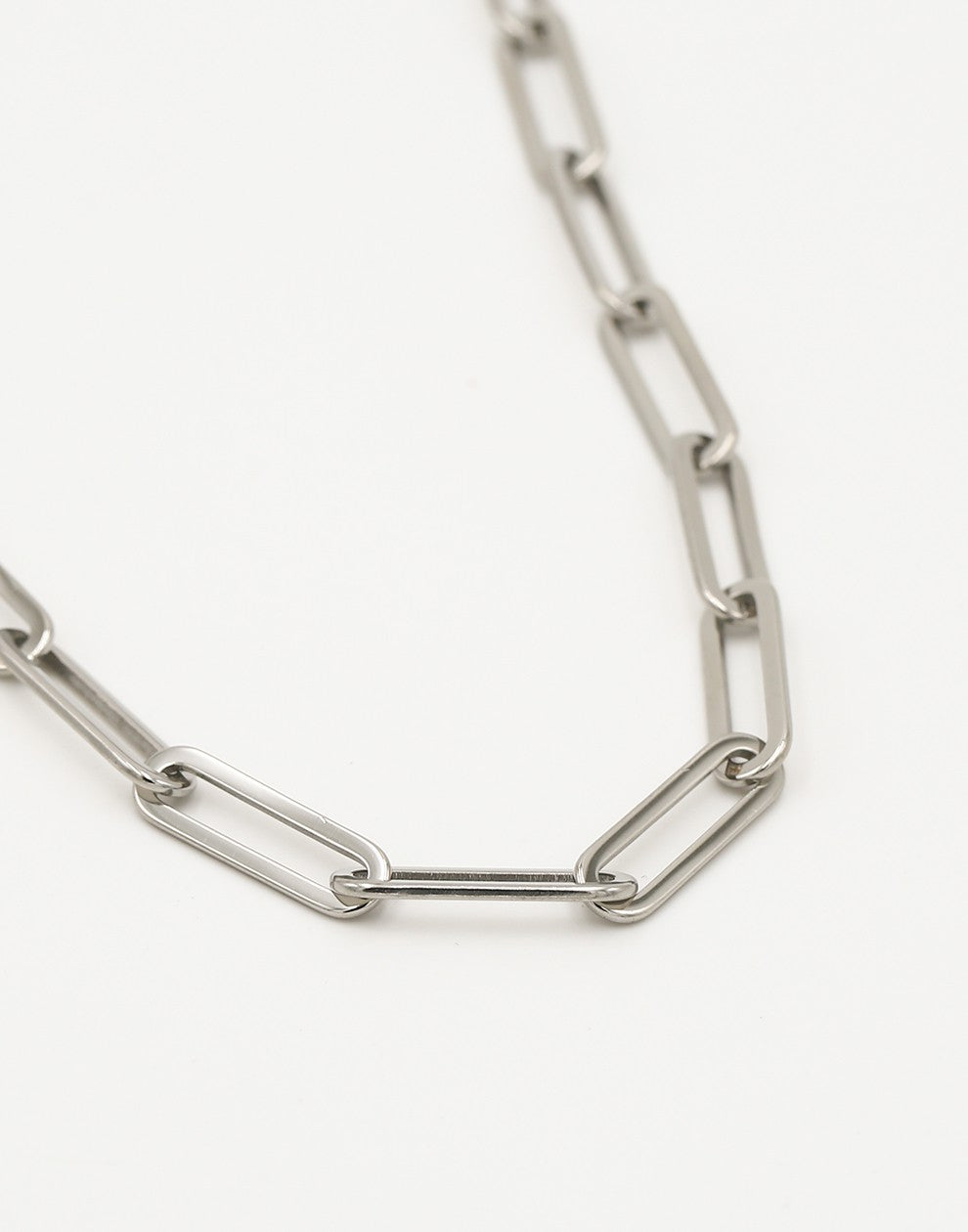 Paperclip chain chunky silver-colored