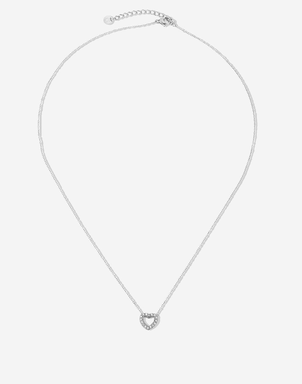 Ketting hartje strass zilverkleurig