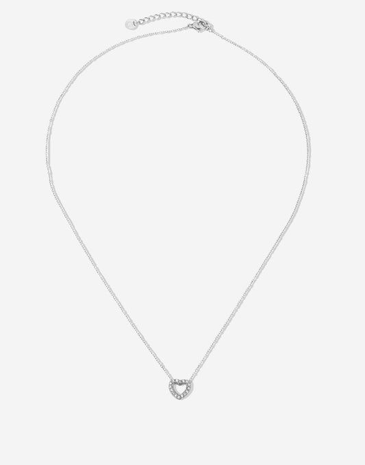 Ketting hartje strass zilverkleurig