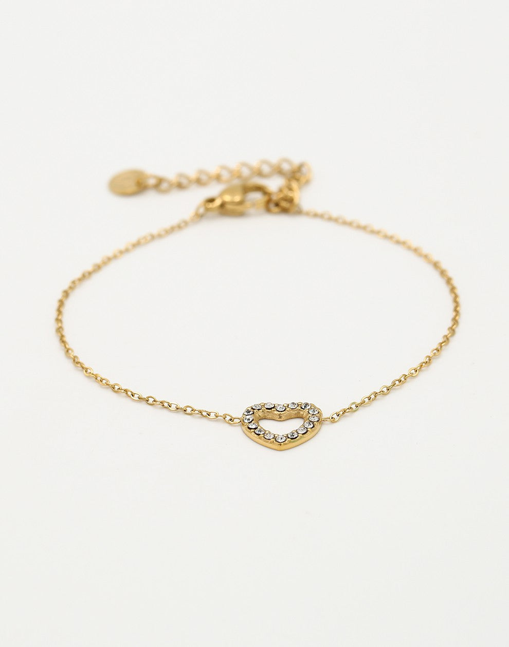 armband hartje strass goudkleurig