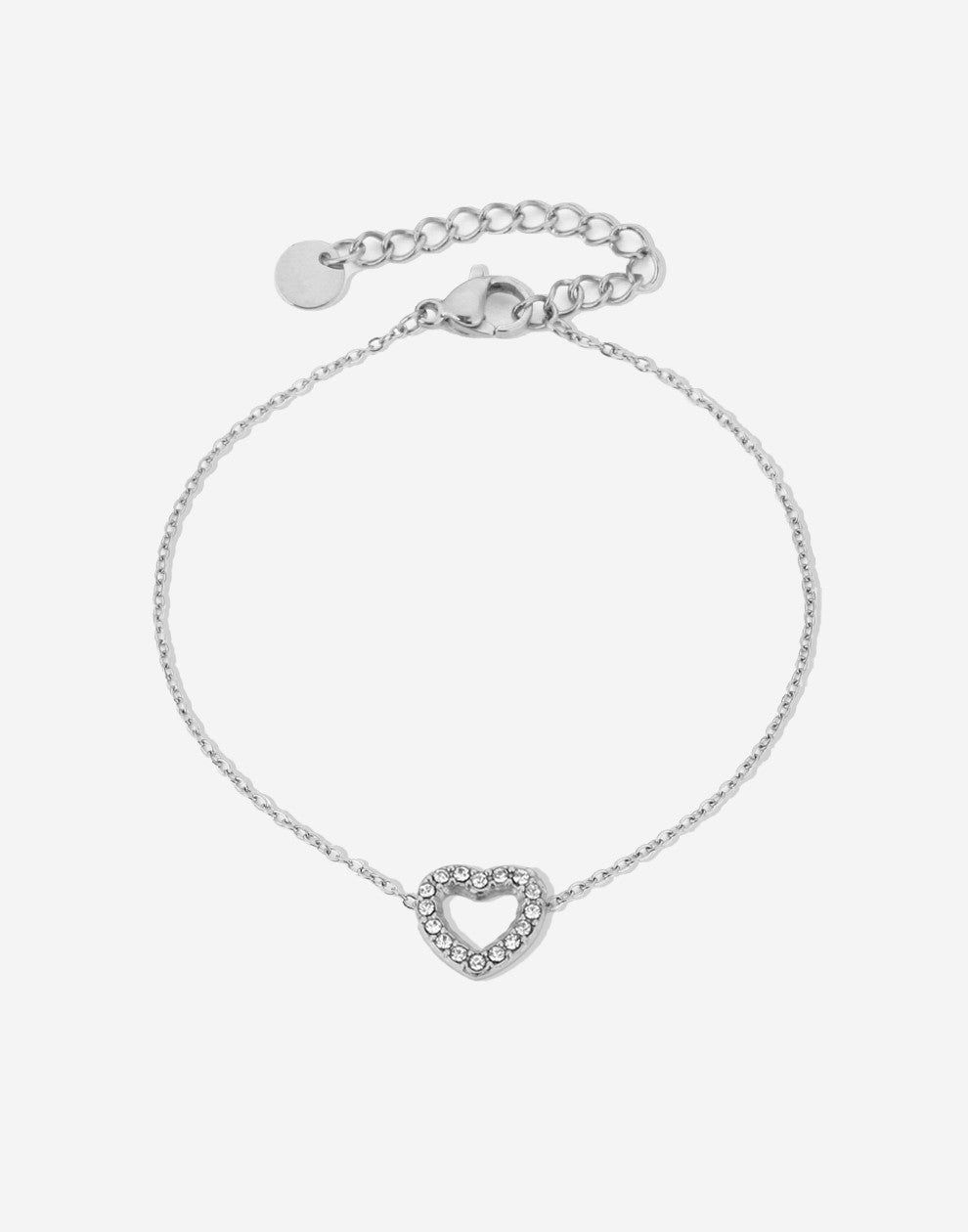 armband hartje strass zilverkleurig