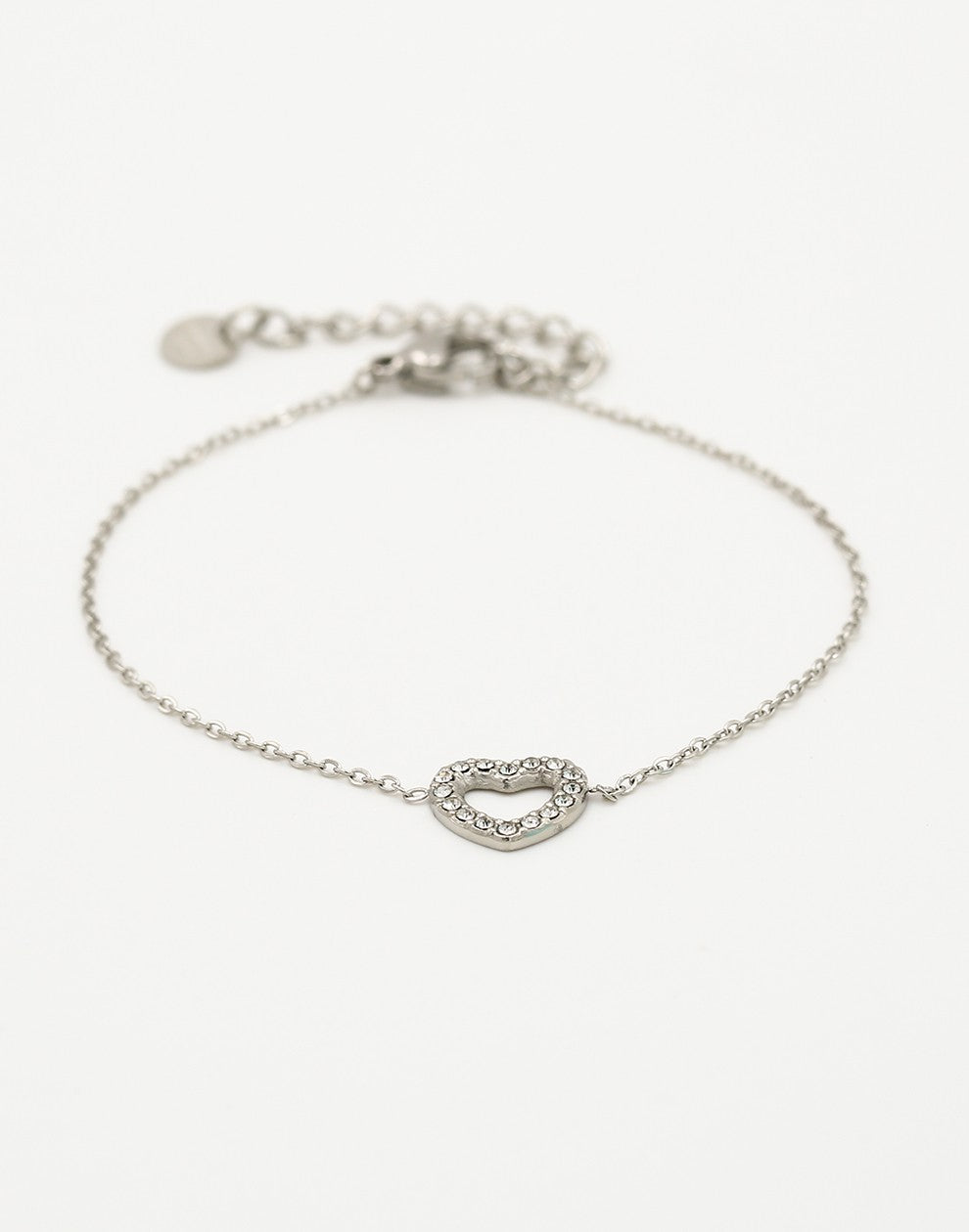 armband hartje strass zilverkleurig