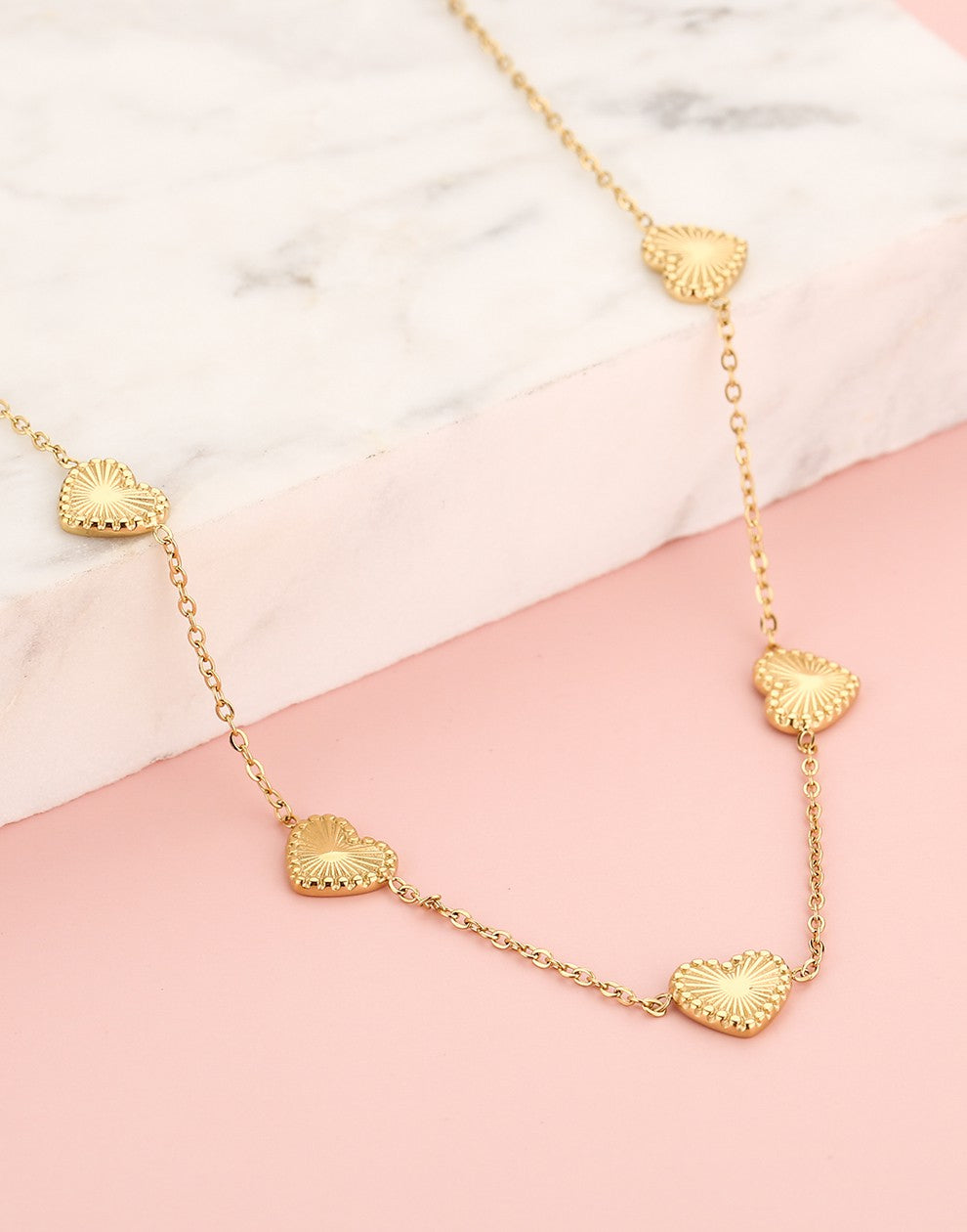 ketting vintage hartjes goudkleurig