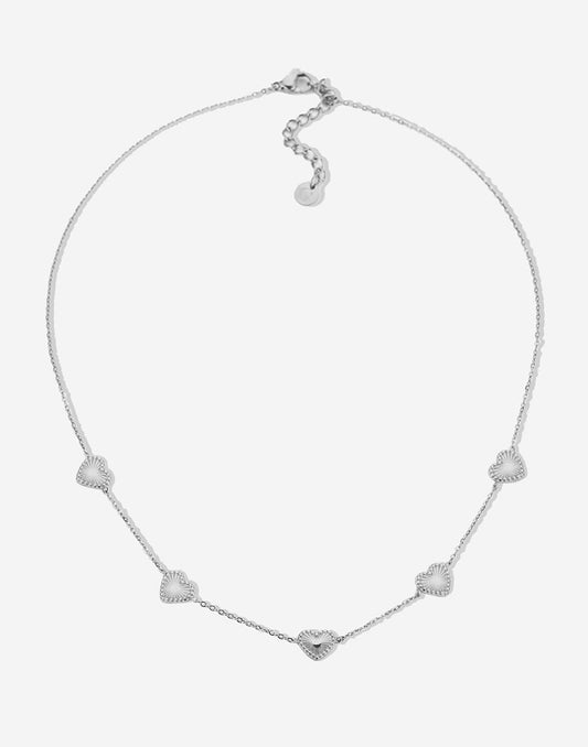 ketting vintage hartjes zilverkleurig