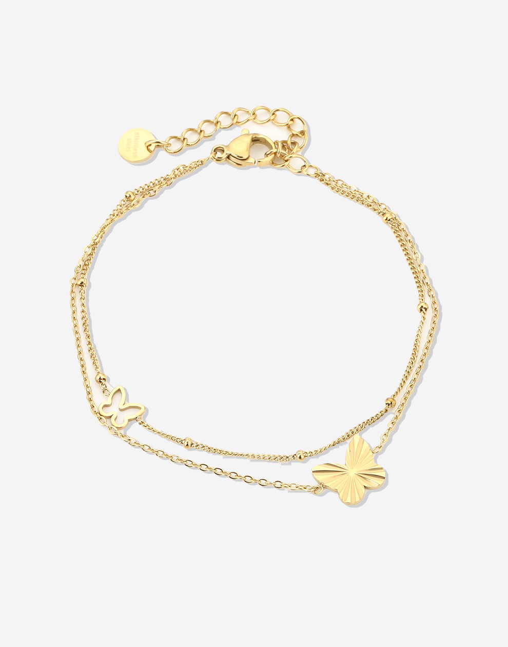 armband dubbel vlinders goudkleurig