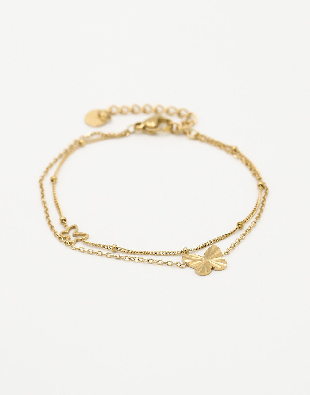 armband dubbel vlinders goudkleurig