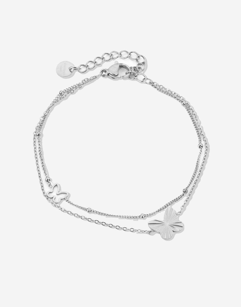 armband dubbel vlinders zilverkleurig