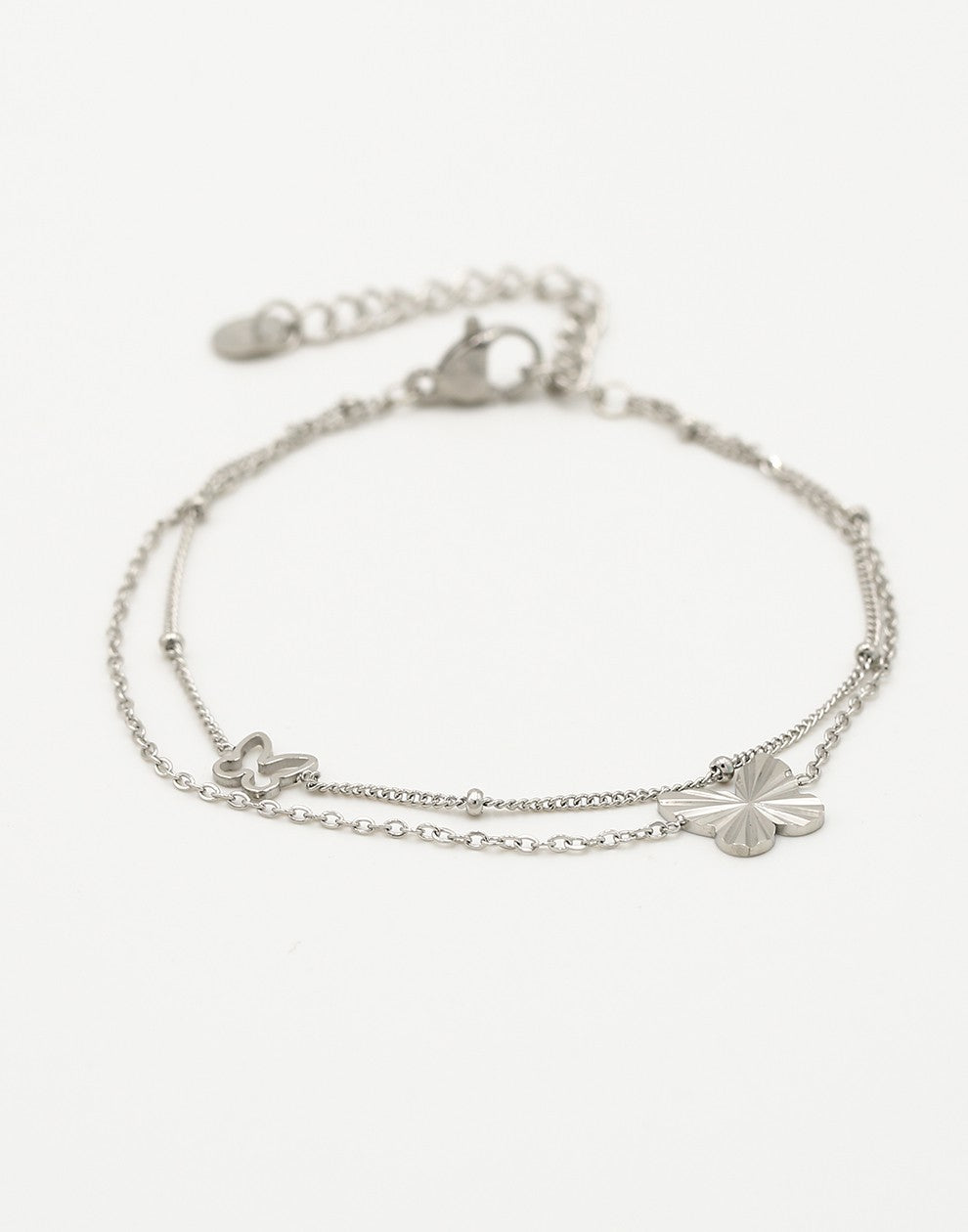 armband dubbel vlinders zilverkleurig