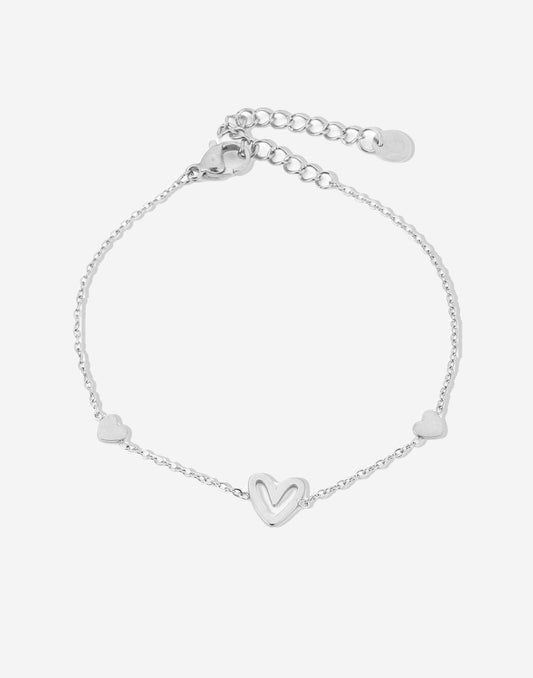 armband speels hartje zilverkleurig