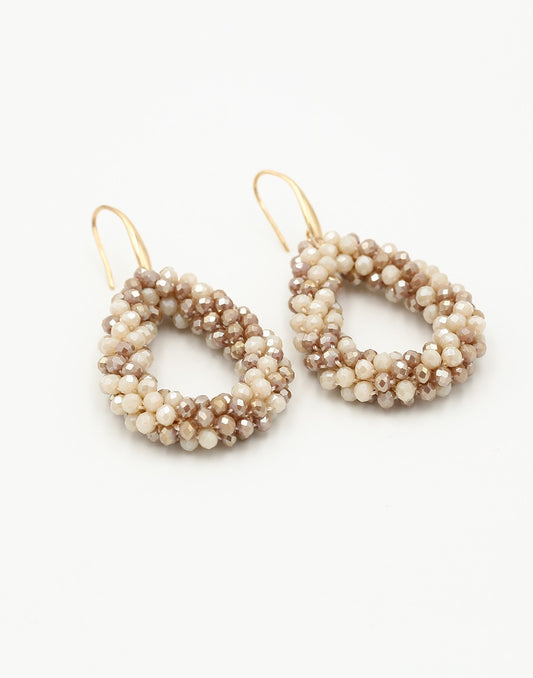 Druppel oorbellen beige mix