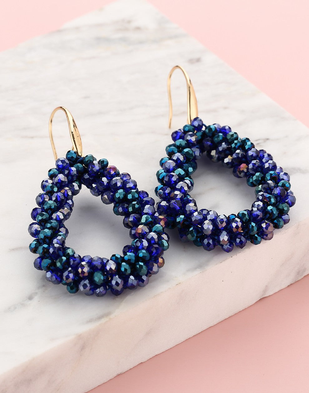 Druppel oorbellen navy