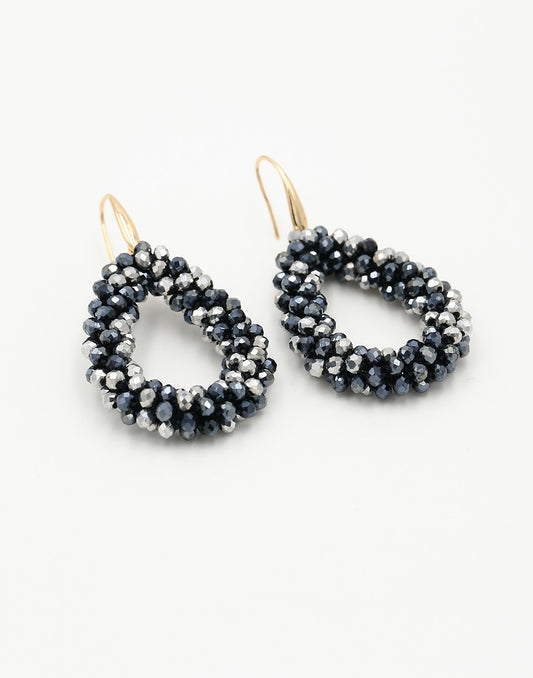 Druppel oorbellen zwart zilverkleurig