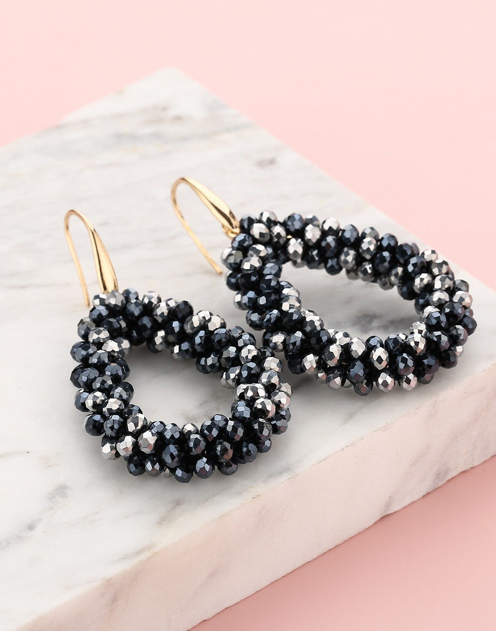 Druppel oorbellen zwart zilverkleurig