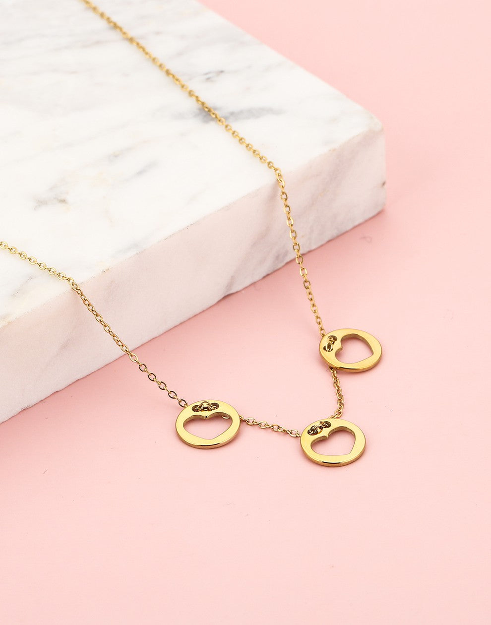 Ketting hartjes munten goudkleurig