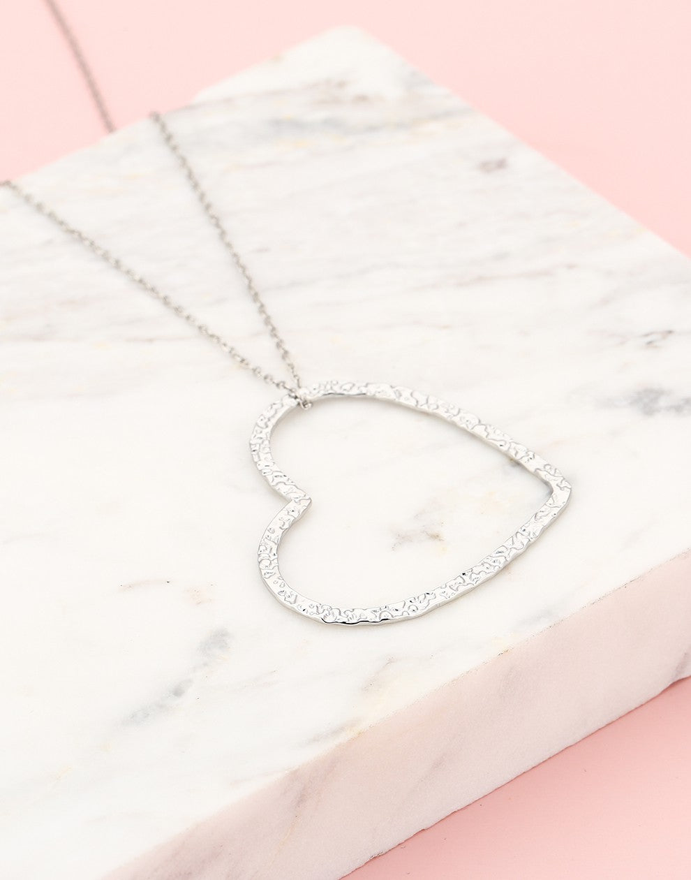 Ketting groot hart zilverkleurig