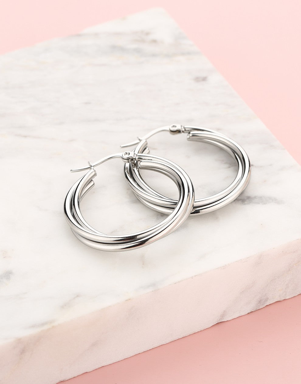 Triple earrings 30mm silver-colored
