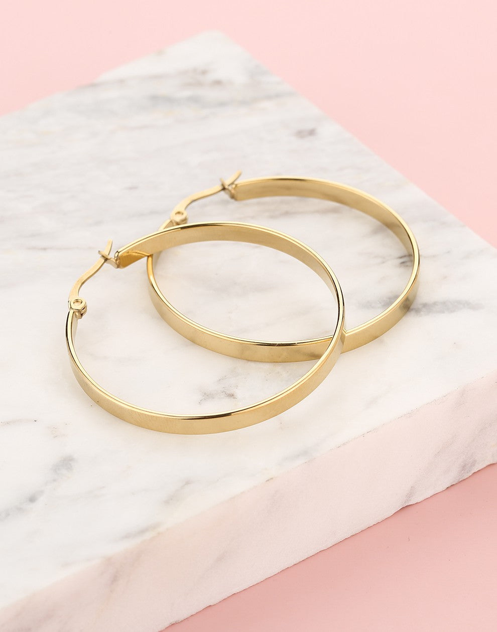 platte hoops 40mm goudkleurig