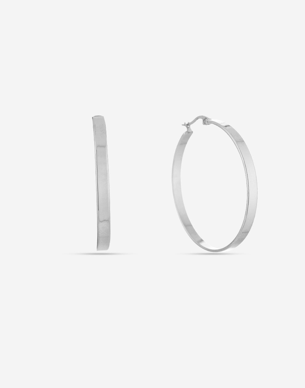 Platte hoops 40mm zilverkleurig