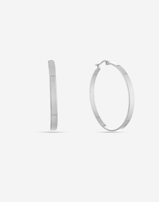 Platte hoops 40mm zilverkleurig
