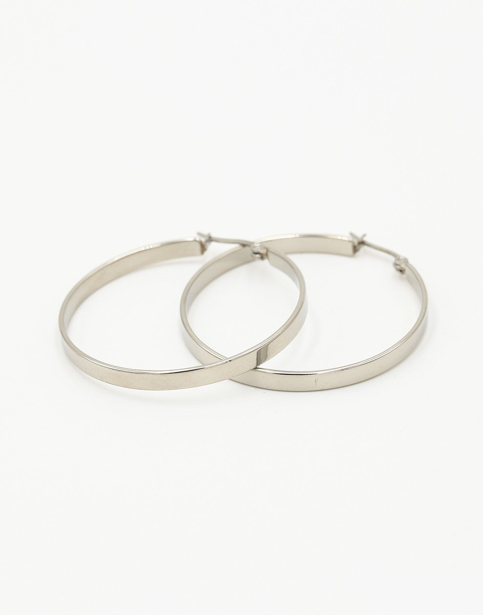 Platte hoops 40mm zilverkleurig