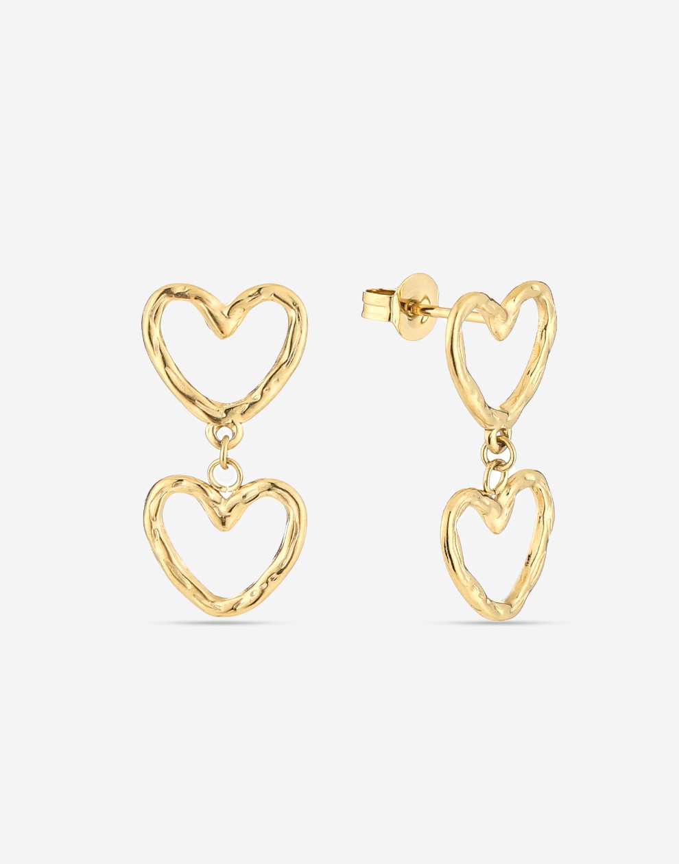 Oorsteker open hartjes goudkleurig