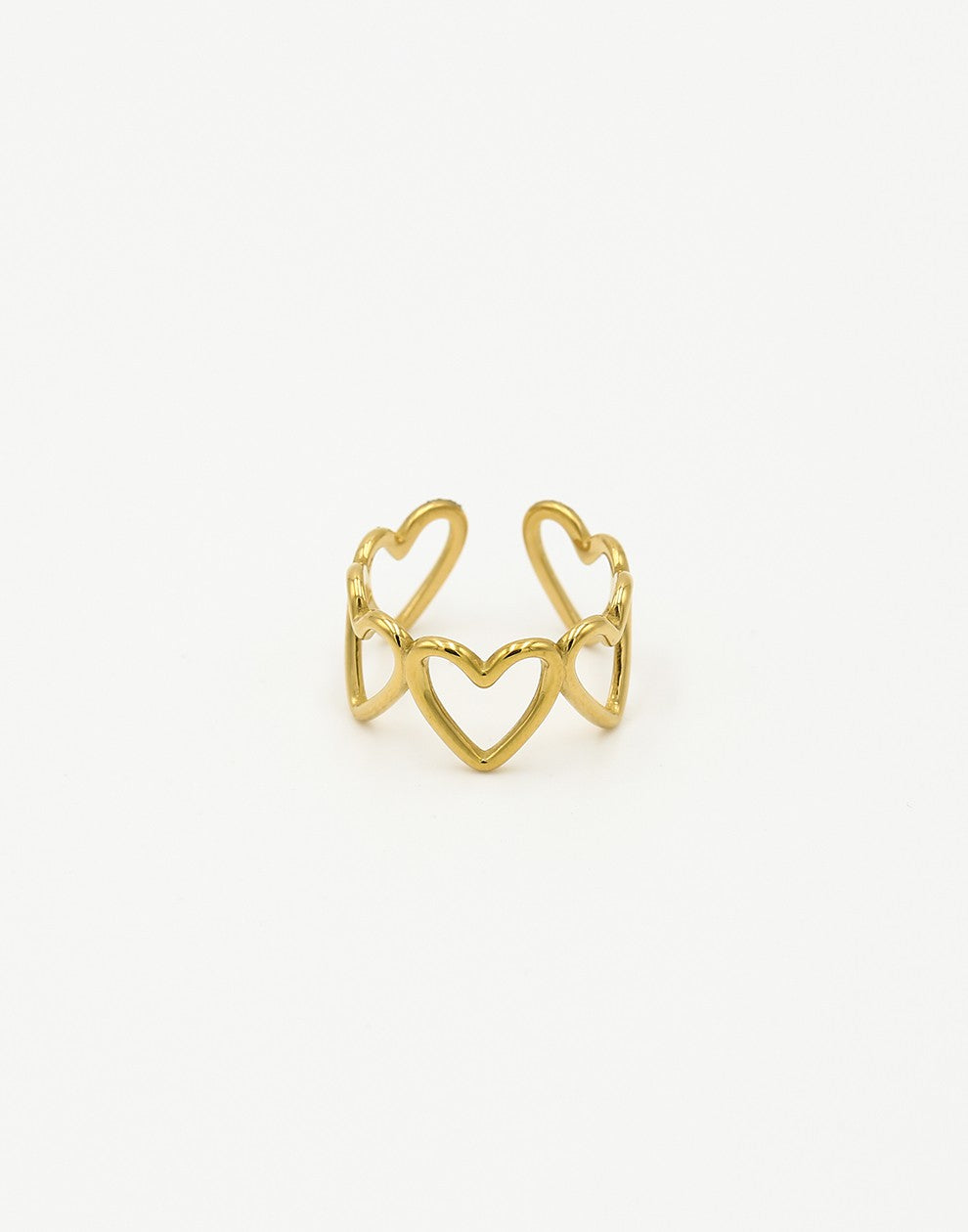 Ring open hartjes groot goudkleurig