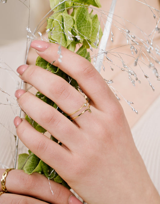 ring dubbel met steen transparant