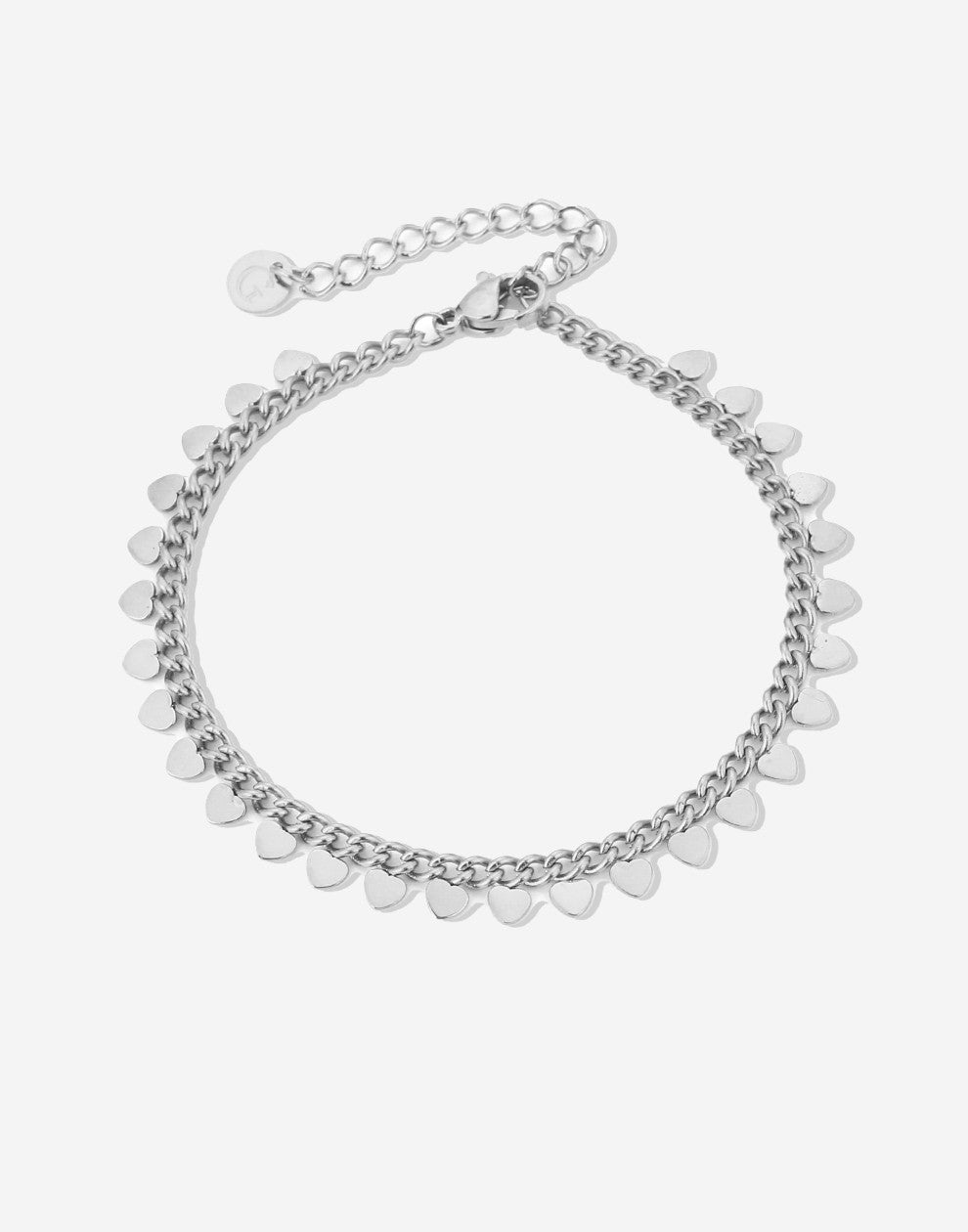 Schakelarmband met fijne hartjes zilverkleurig