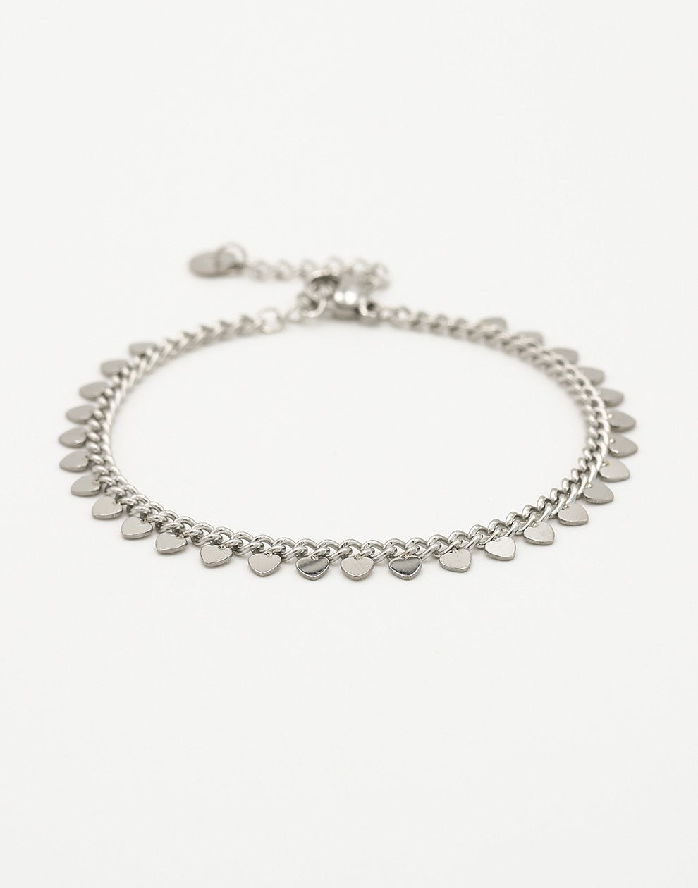 Schakelarmband met fijne hartjes zilverkleurig