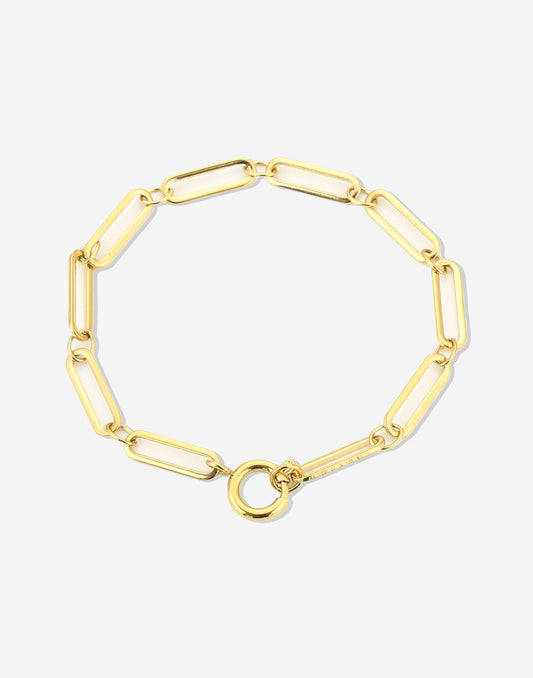 gold-colored paperclip link bracelet