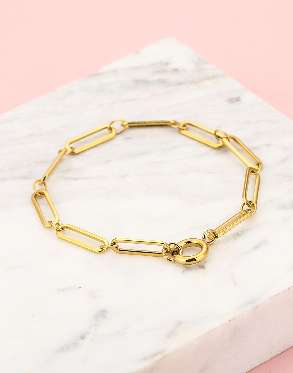 paperclip schakelarmband goudkleurig