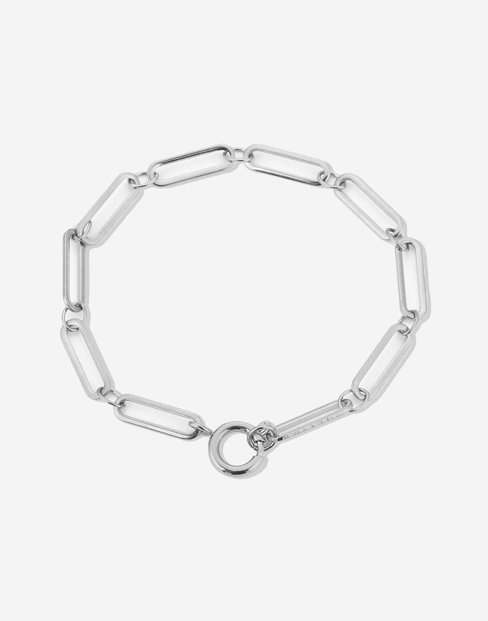 silver-colored paperclip link bracelet