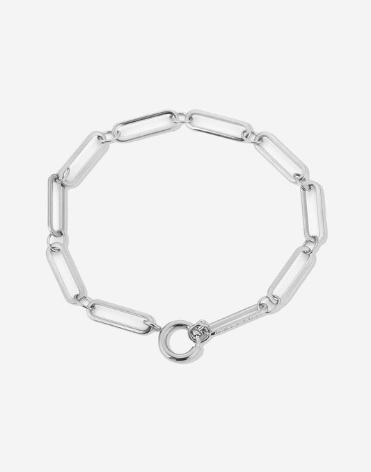 silver-colored paperclip link bracelet